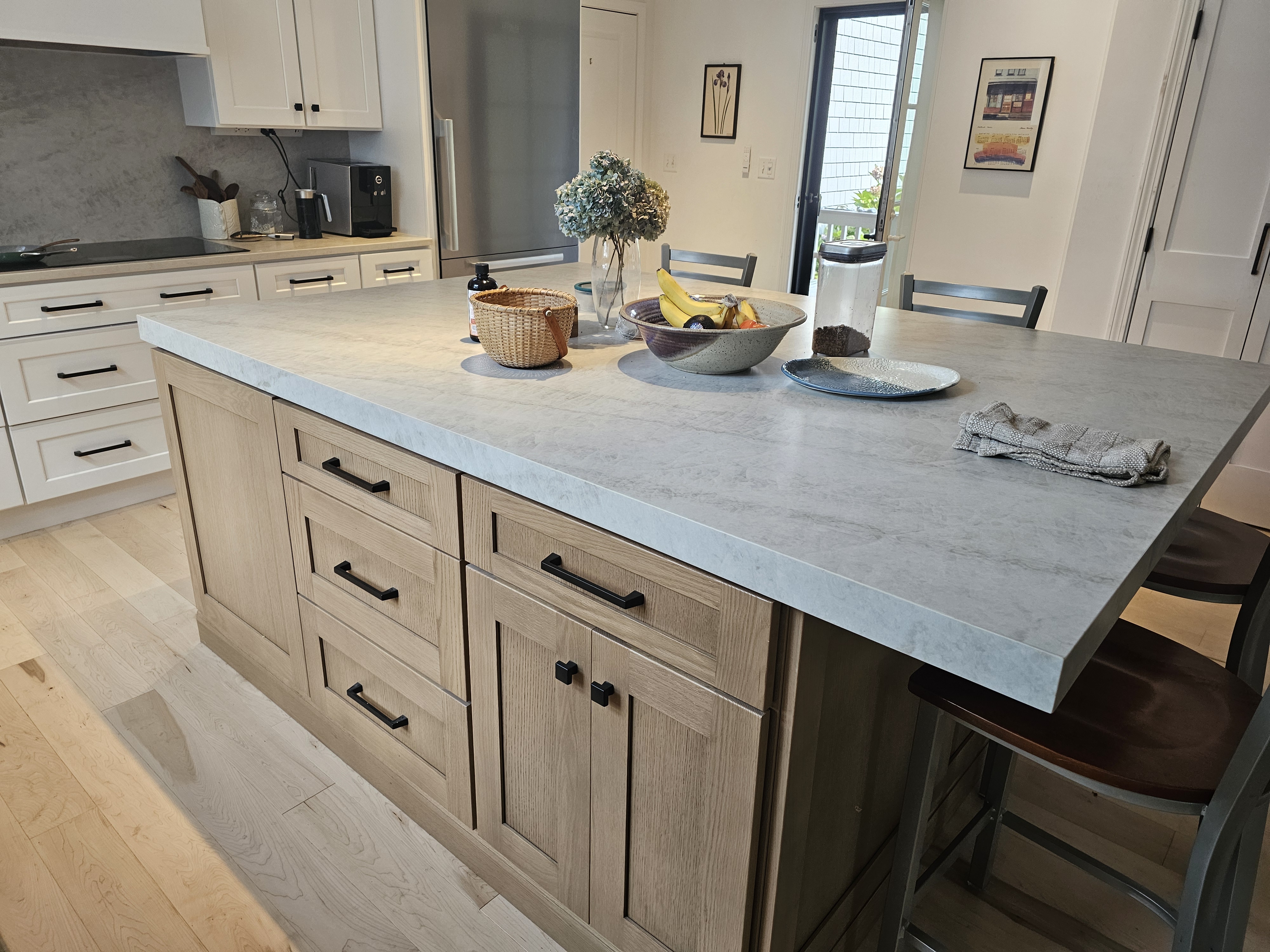 Weathered Oak Center Island - Cape Cod kitchen remodel by On Cape Kitchens