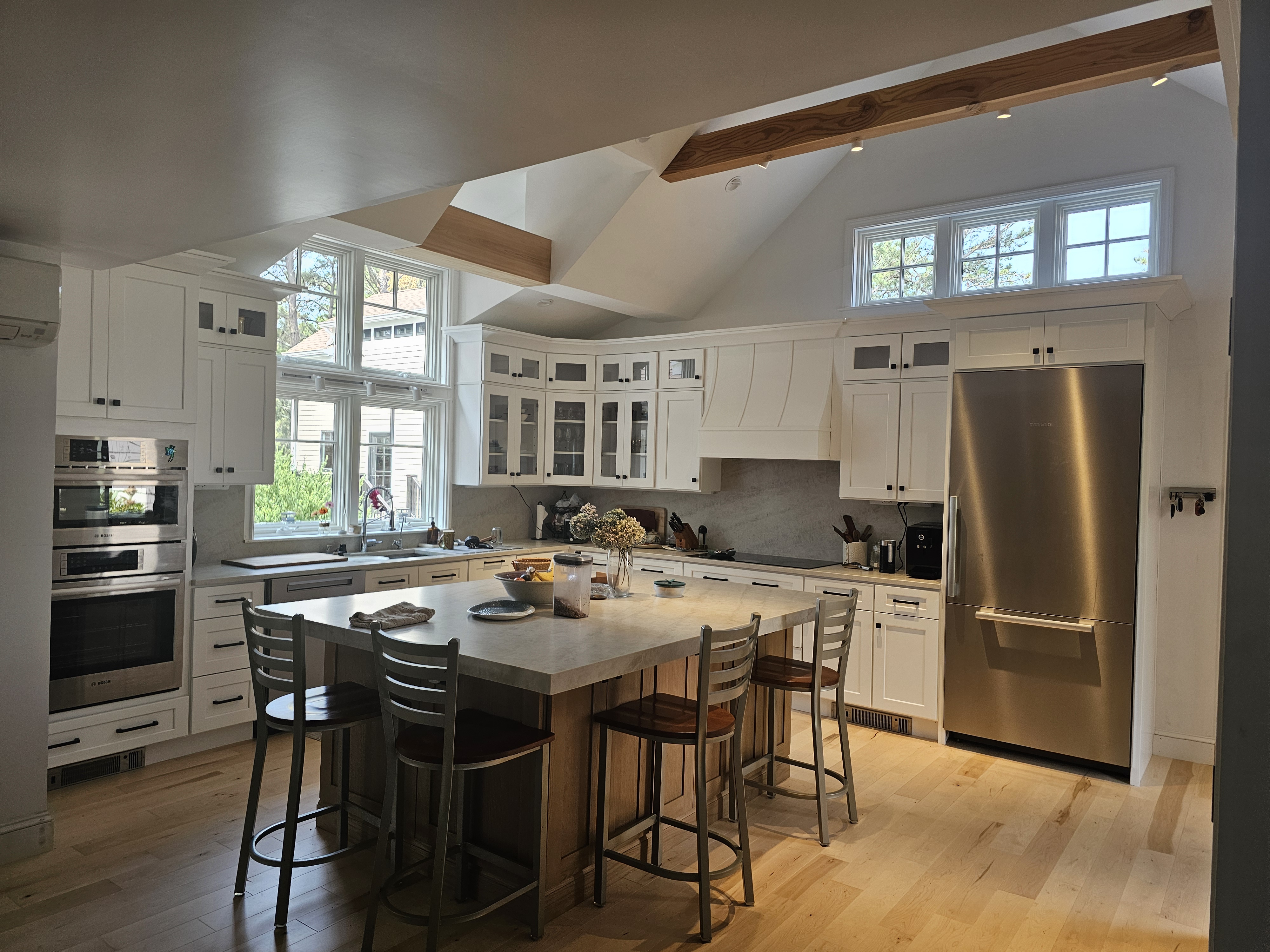 Cathedral Ceiling with Exposed Beams - Cape Cod kitchen remodel by On Cape Kitchens