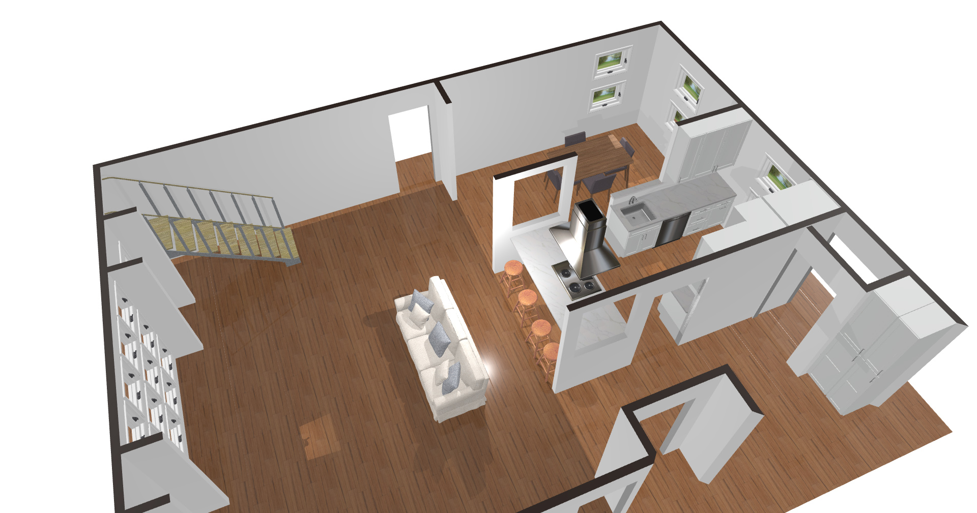 Kitchen with Marble Countertops