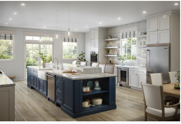 Navy Kitchen with Peninsula Layout