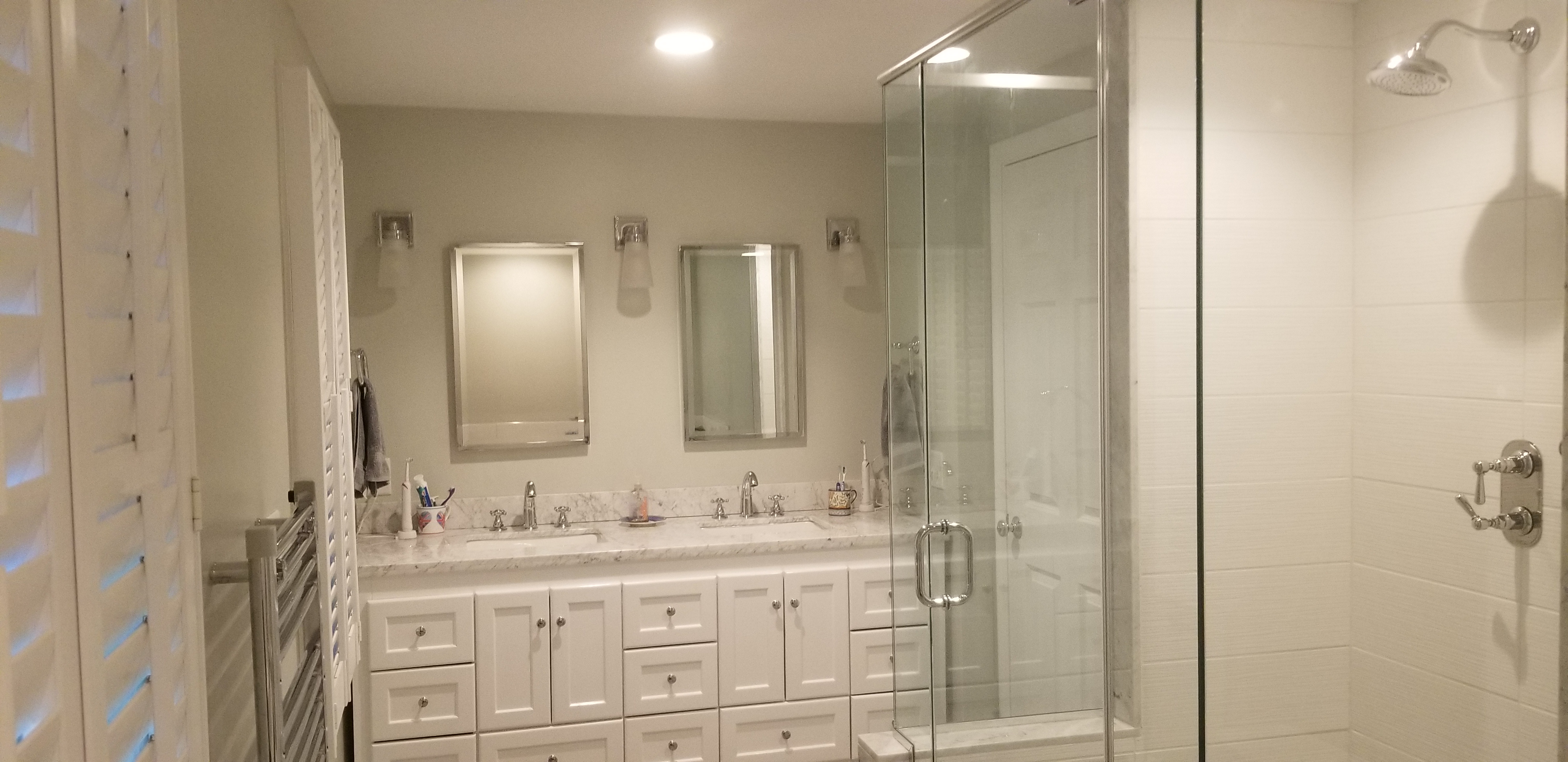 White Shaker Bathroom Vanity with Granite Countertop Truro MA