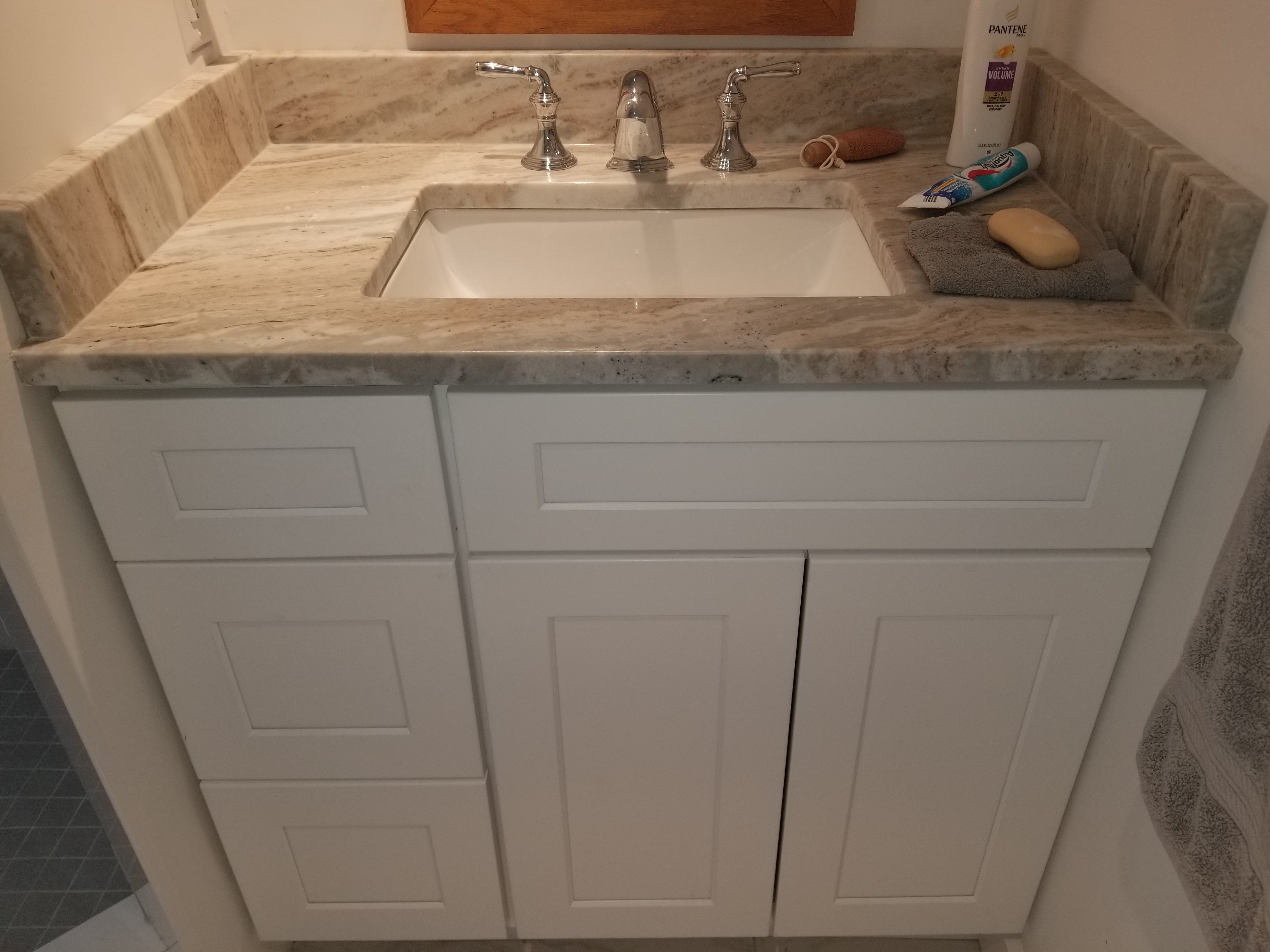 White Shaker Vanity with Granite Cape Cod Truro